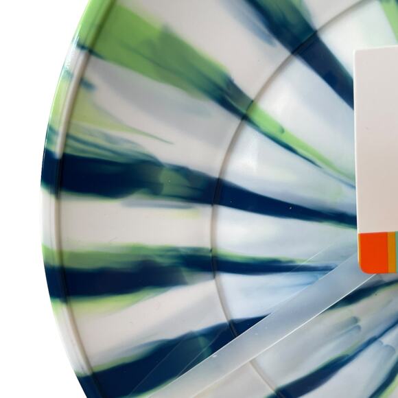 Sunglow Style Ink Stripe Melamine Dinner Plates 11" Blue Green White Set of 4 - Picture 2 of 8